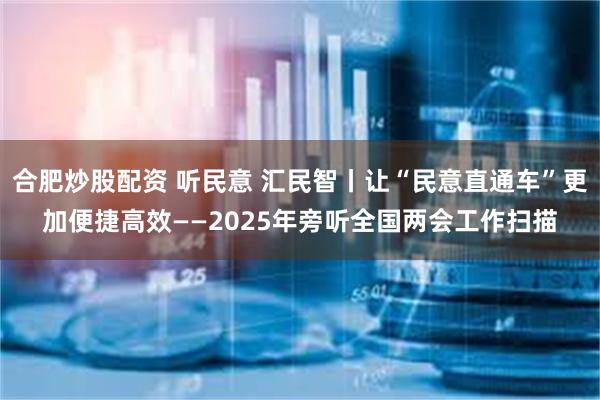 合肥炒股配资 听民意 汇民智丨让“民意直通车”更加便捷高效——2025年旁听全国两会工作扫描