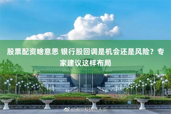 股票配资啥意思 银行股回调是机会还是风险？专家建议这样布局